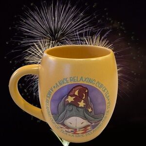 Disney Yellow Wizard Hat Eeyore A Nice Relaxing Cup Of Tea Mug Cup/ Pooh VTG